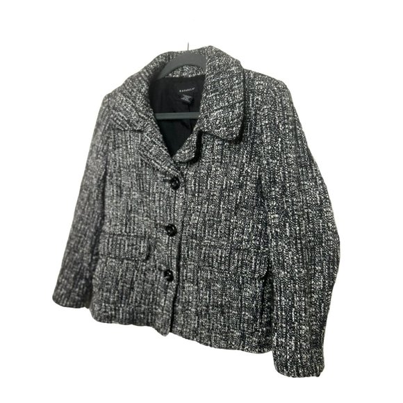Rafaella Ladies Button Down Wool Blend Career Layering Black White Jacket SZ 12 - Picture 3 of 6